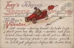 Cupid in a car with arrows through hearts Postcard Postcard Postcard