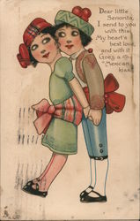 Boy Leans Close to Girl Postcard