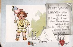 Little Willie Plays with Toy Soldiers, Cannon, and Tent Postcard