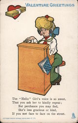 Switchboard Operator Woman, Valentine Greetings Women Postcard Postcard Postcard