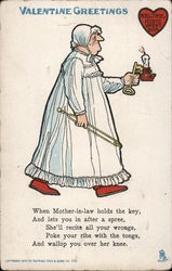 Valentine Greeting- older woman holding key and candle Comic Postcard Postcard Postcard