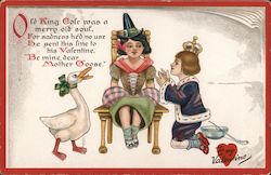 Old King Cole, Kneeling in front of the Queen, and Mother Goose Children Postcard Postcard Postcard