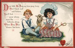 Little Bo Peep, Her Sheep, and Boy Blue Postcard