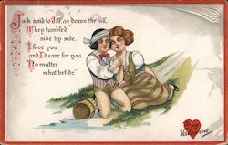 To My Valentine - A Man and Woman Sitting on a Hill Postcard