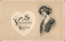 St. Valentine's Greeting- Woman's portrait Women Postcard Postcard Postcard