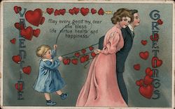 Valentine Greetings - A Kid Roping a Man and a Woman Postcard