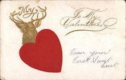 Heart with a deer head on top Postcard