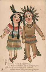 A Native American Couple holding hands Postcard