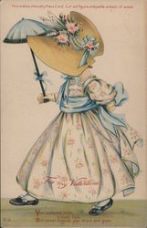 Little Girl in Dress and Sunbonnet, For My Valentine Children Postcard Postcard Postcard