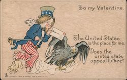 To My Valentine Patriotically dressed male with a valentine and an Eagle Postcard