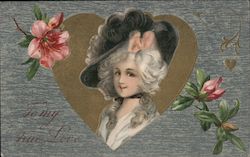 To My True Love - A Woman in a Heart Postcard