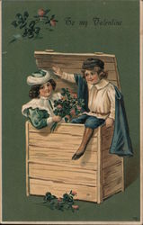 To My Valentine - Two Children in a Box Postcard Postcard Postcard