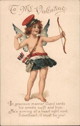 Cupid Aims Bow, To My Valentine Postcard