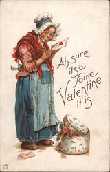 Ah Sure its a Foine Valentine It Is - An Old Woman Reading a Valentine Postcard