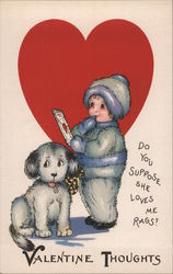 Valentine Thoughts Do you suppose she loves me Rags? Boy with dog Postcard