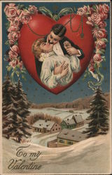 To My Valentine - A Man and a Woman Kissing Postcard