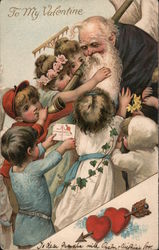 To My Valentine Children Hugging Older Man Postcard