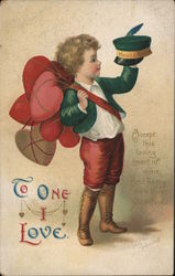 To One I Love, Boy carrying hearts Children Ellen Clapsaddle Postcard Postcard Postcard