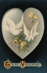 To My Valentine - doves and flower, within a heart shape Postcard