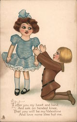 Man proposing to woman I offer you my heart and hand and ask on bended knee Postcard