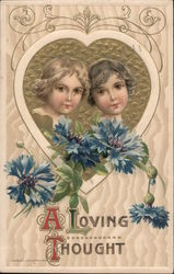 Two children: "A loving thought" Postcard