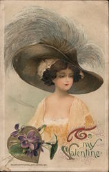 To My Valentine - A Woman in a Large Hat Women Postcard Postcard Postcard