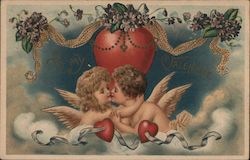 Two cupids kissing Postcard