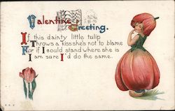 Tulip girl: "Valentine Greeting" Postcard