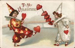 To my Valentine- Children dressed in heart outfits, playing with hearts Postcard Postcard Postcard