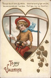 To my Valentine- Boy flying airplane Children Postcard Postcard Postcard