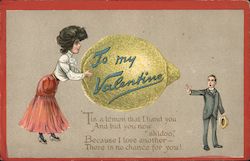 Woman Offers Lemon to Man, To My Valentine Postcard