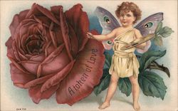 A Token of Love - A Kid and a Rose Postcard