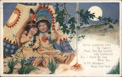 Native American Couple in a Wigwam Couples Postcard Postcard Postcard