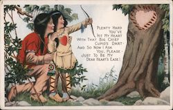 Native American Mother and Child Shooting Arrows Into Tree in Shape of a Heart Children Postcard Postcard Postcard