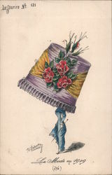 Purple Hat with Red Roses, La Mode en 1909 Hats Postcard Postcard Postcard