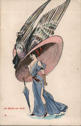 Woman in Very Large Hat, Le Mode en 1910 Hats Postcard Postcard Postcard