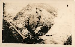 Chinese Man Panning for Gold on the Mother Lode: Placer Mining California Postcard Postcard Postcard