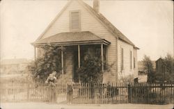 Three People in Front of a House Roseville, CA Postcard Postcard Postcard