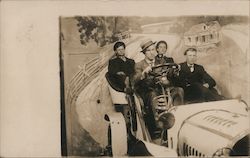 Four Men in a Car "24 Miles to S.F." Postcard