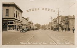 "Main St" Looking West Santa Clara, CA Postcard Postcard Postcard