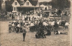 UC Students Around a Wagon of People That is Tipping Over Postcard