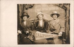 Three Women Holding University of California Pennant Postcard