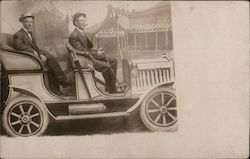 Two Men in Car at Idora Park Postcard