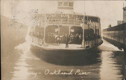 Rear View of San Francisco Bay Ferry 'Piedmont' with Passengers at Oakland Pier Postcard