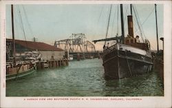 Harbor View and Southern Pacific R.R. Drawbridge Oakland, CA Postcard Postcard Postcard