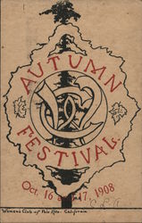 Rare Autumn Festival Oct. 16 and 17, 1908 Women's Club Postcard