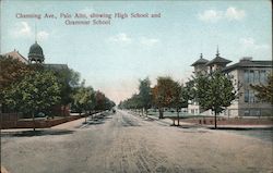 Channing Avenue showing High School and Grammar School Palo Alto, CA Postcard Postcard Postcard