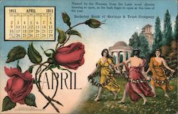 April 1911 Calendar Berkeley Bank of Savings & Trust Postcard