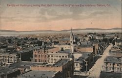 Twelfth and Washington, Looking West, Goat Island and San Francisco Bay in Distance Postcard