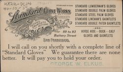 Standard Glove Works- E. Lewis & Co. Proprietors- Gloves, Gauntlets, and Mittens San Francisco, CA Postcard Postcard Postcard